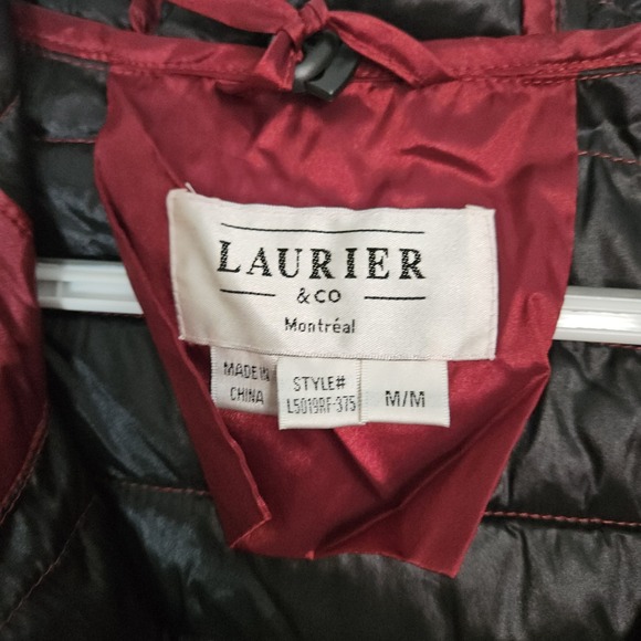 Laurier & Co Montreal Wine Red Quilted Puffer Coat Hooded Jacket Chic Winterwear - Picture 6 of 12